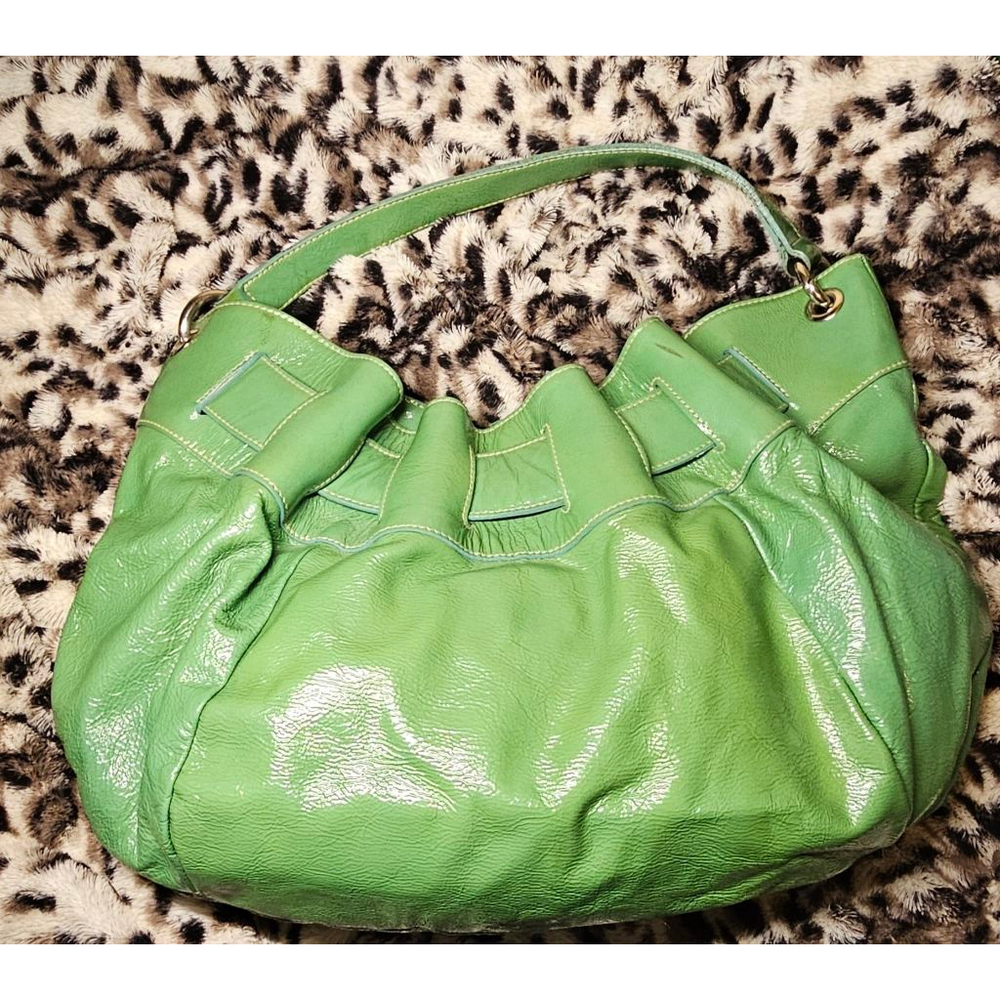 Furla Green Ruched Leather Shoulder Bag Made in Italy - Picture 2 of 10